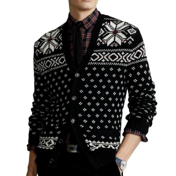 Polo Ralph Lauren Cashmere Blend Snowflake Cardigan ( S ) - Picture 1 of 5